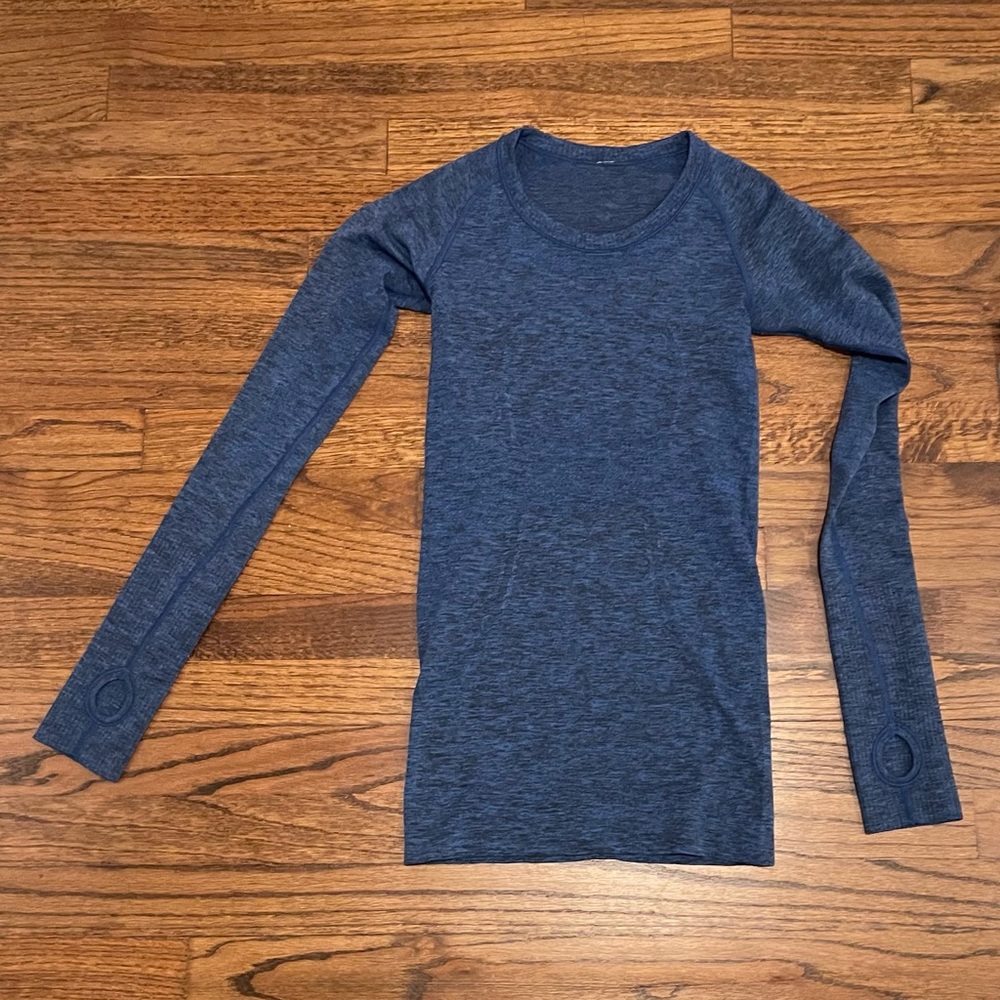 Lululemon Run Swiftly Tech Blue Long Sleeve Shirt Sz 6